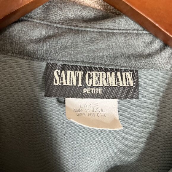 Saint Germain Petite Size Large Sage Green Shirt Studded Button Up Made In USA - Picture 3 of 7